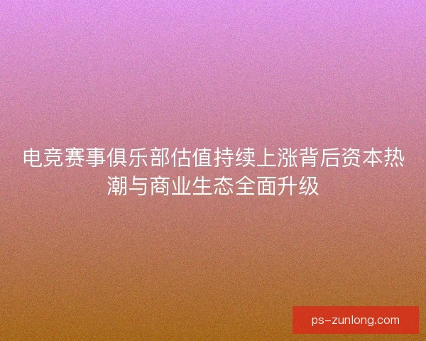 电竞赛事俱乐部估值持续上涨背后资本热潮与商业生态全面升级