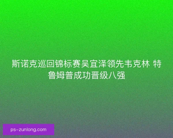 斯诺克巡回锦标赛吴宜泽领先韦克林 特鲁姆普成功晋级八强